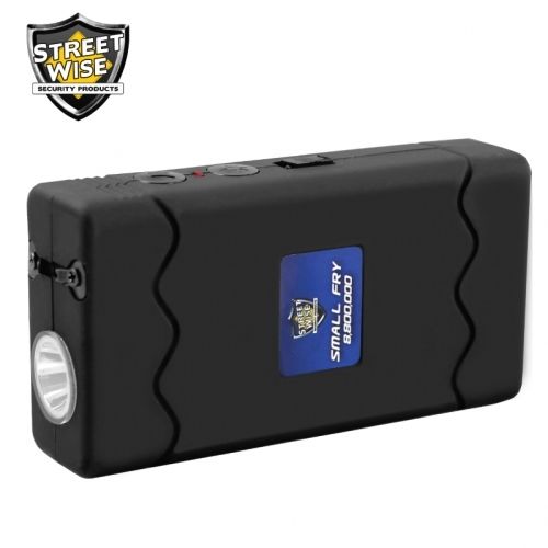Small Fry 8,800,000 Black Powerful Mini Stun Gun Flashlight Rechargeable SD-StunGun - Tophatter Daily Deals