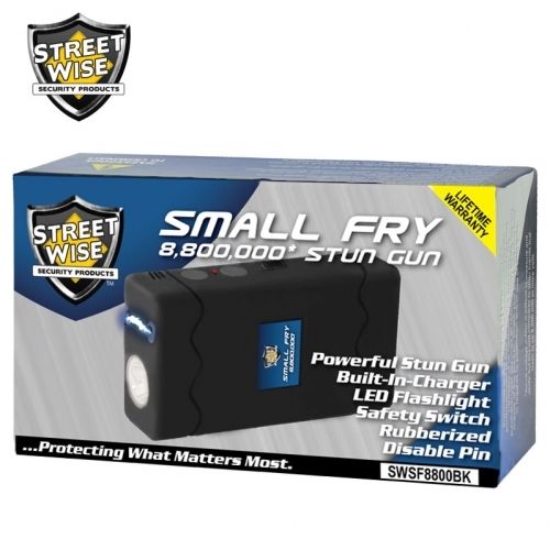 Small Fry 8,800,000 Black Powerful Mini Stun Gun Flashlight Rechargeable SD-StunGun - Tophatter Daily Deals