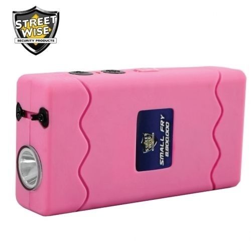 Small Fry 8,800,000 Pink Powerful Mini Stun Gun Flashlight Rechargeable