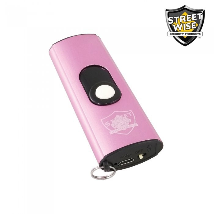 Streetwise Micro USB Slider Mini Keychain STUN GUN Rechargeable - Pink SD-StunGun - Tophatter Daily Deals