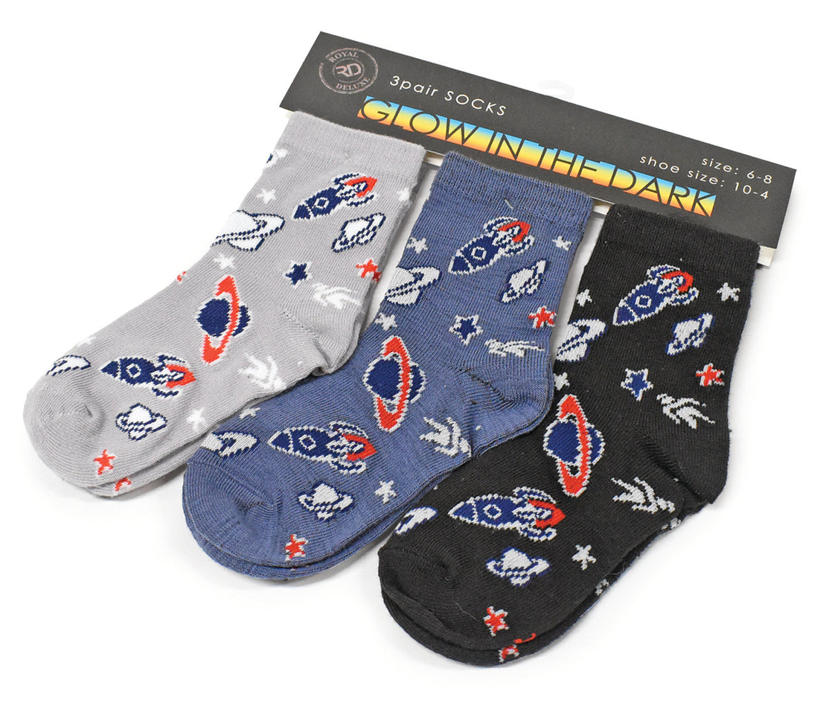 6-Pairs Kids Glow in the Dark Socks Space Everything Else - Tophatter Daily Deals