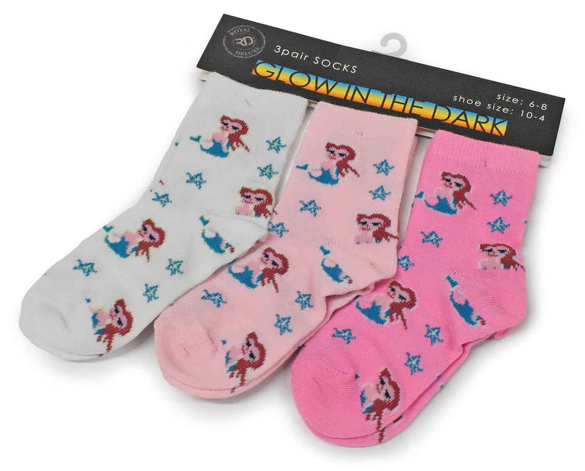 6-Pairs Kids Glow in the Dark Socks Mermaid Everything Else - Tophatter Daily Deals