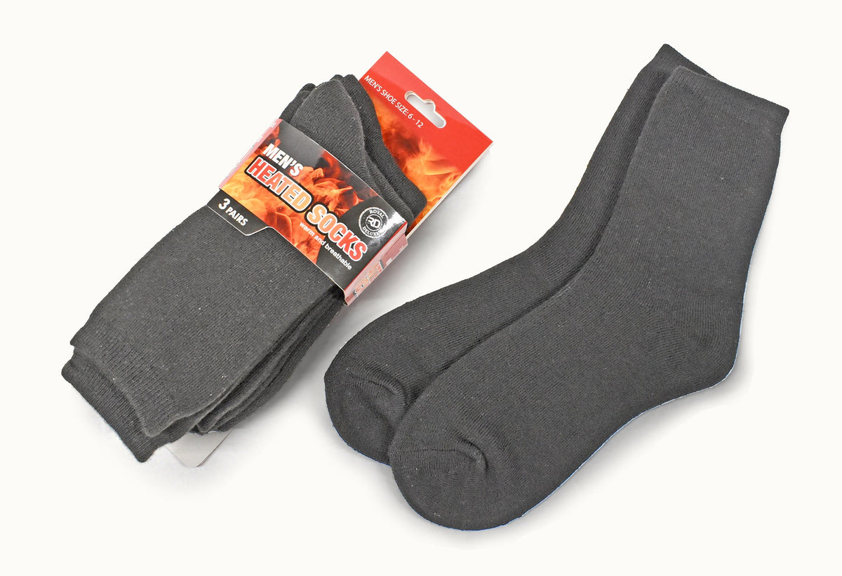 6-Pairs Men’s Heated Crew Socks Black Everything Else - Tophatter Daily Deals