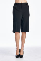 Larry Levine Stretch Capris with Zipper Pockets Black Capris - Tophatter Daily Deals