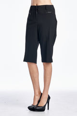 Larry Levine Stretch Capris with Zipper Pockets Capris - Tophatter Daily Deals