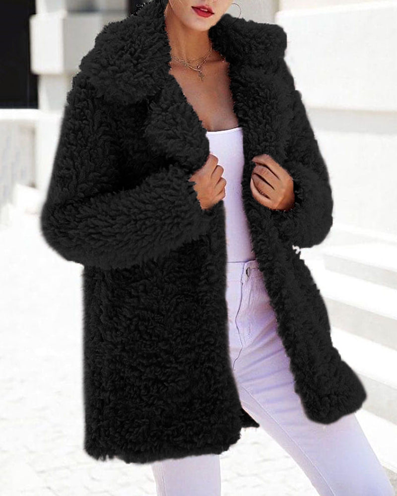 Oversized Fleece Teddy Jacket Black Outerwear - Tophatter Daily Deals