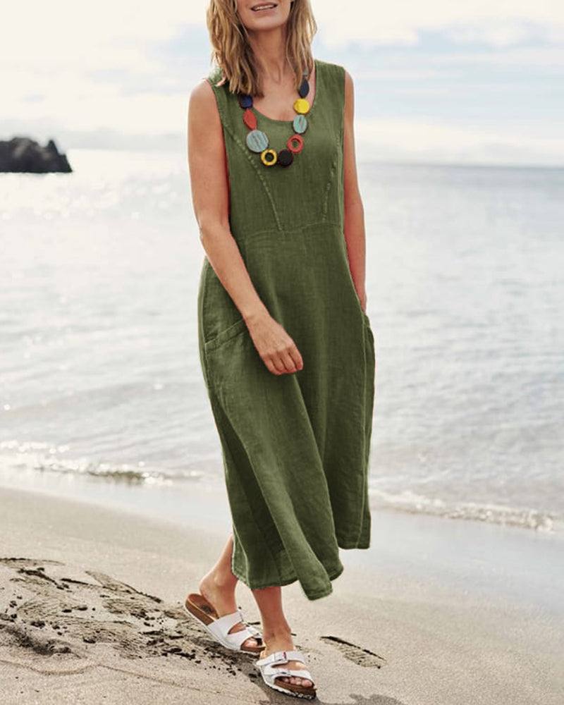 Sleeveless Dresses with Pocket Green Maxi Dresses - Tophatter Daily Deals