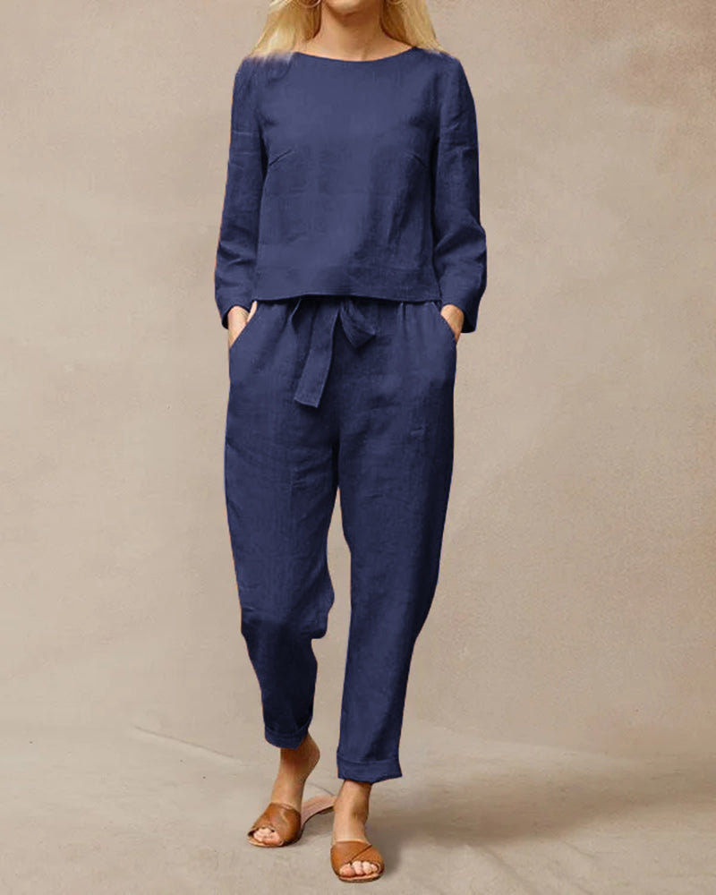Two Piece Lace Up Pants Set Blue Two Pieces Sets - Tophatter Daily Deals