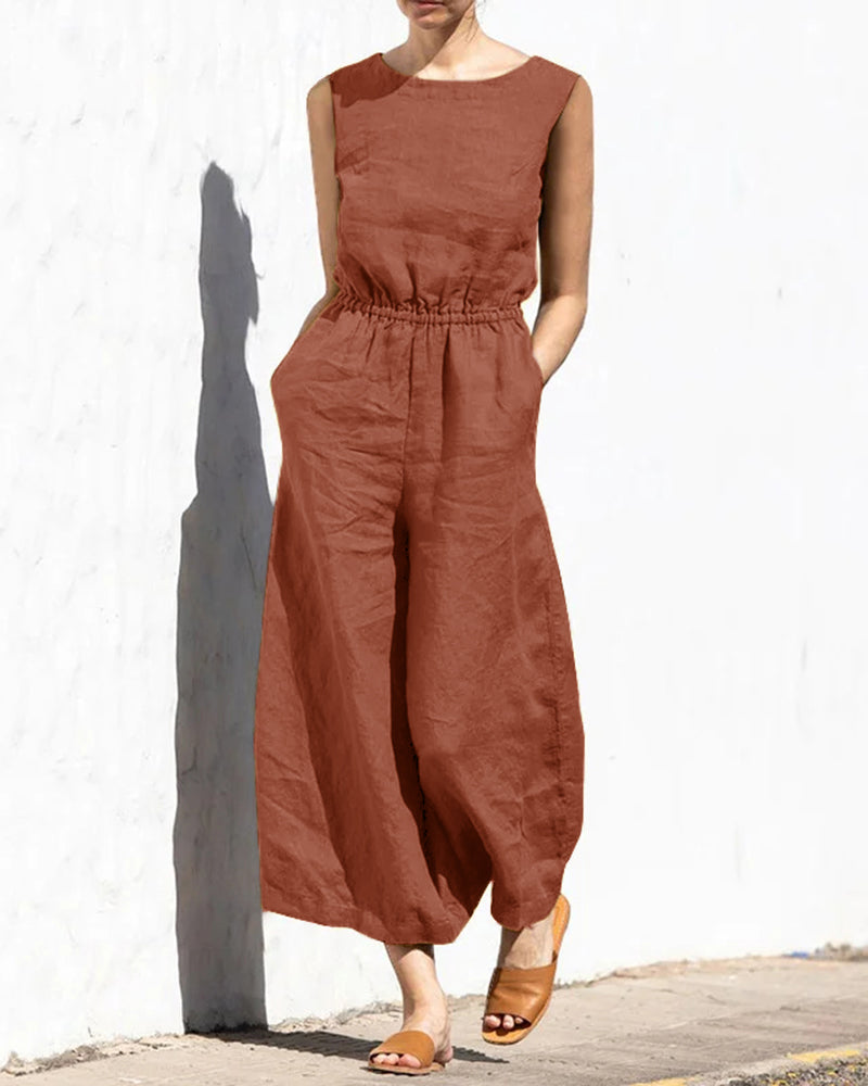 Wide Leg Long Jumpsuit Caramel Jumpsuits & Rompers - Tophatter Daily Deals