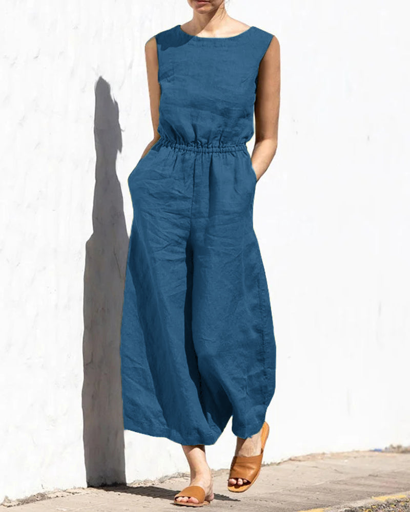 Wide Leg Long Jumpsuit Lake Blue Jumpsuits & Rompers - Tophatter Daily Deals