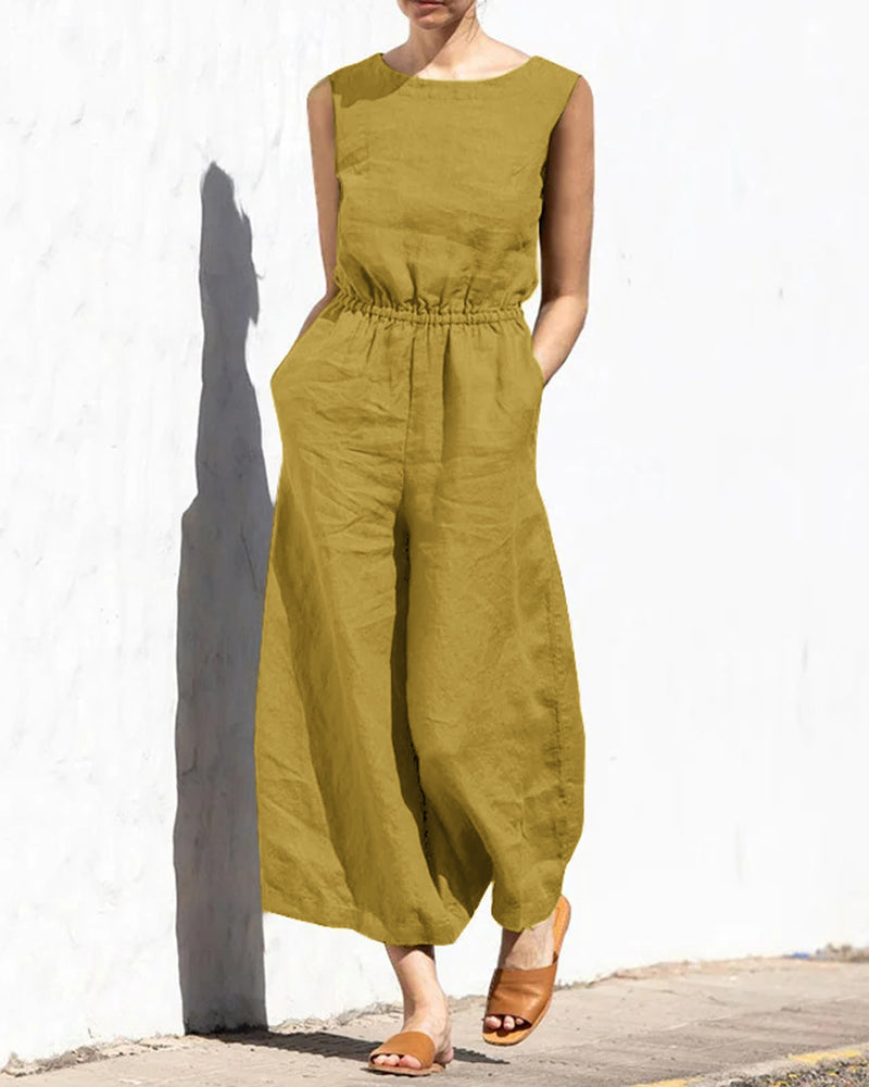 Wide Leg Long Jumpsuit Yellow Jumpsuits & Rompers - Tophatter Daily Deals