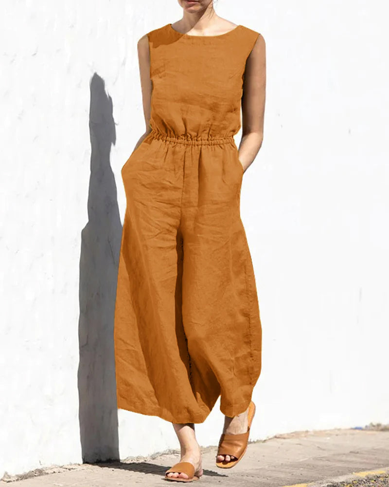 Wide Leg Long Jumpsuit Light Orange Jumpsuits & Rompers - Tophatter Daily Deals
