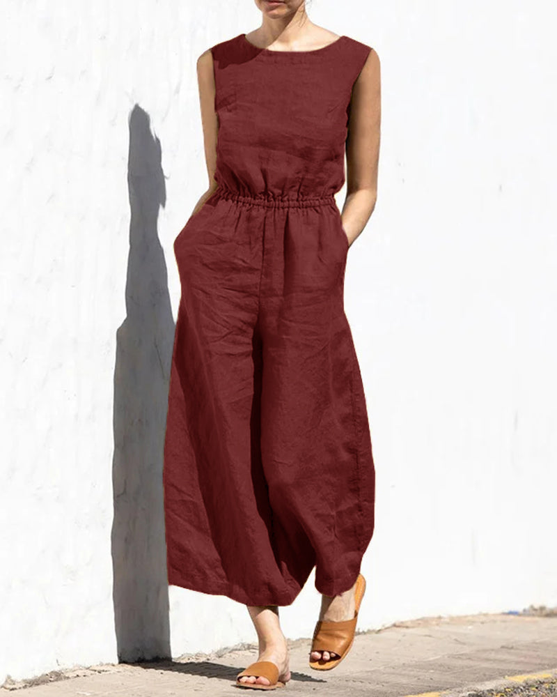 Wide Leg Long Jumpsuit Wine Red Jumpsuits & Rompers - Tophatter Daily Deals