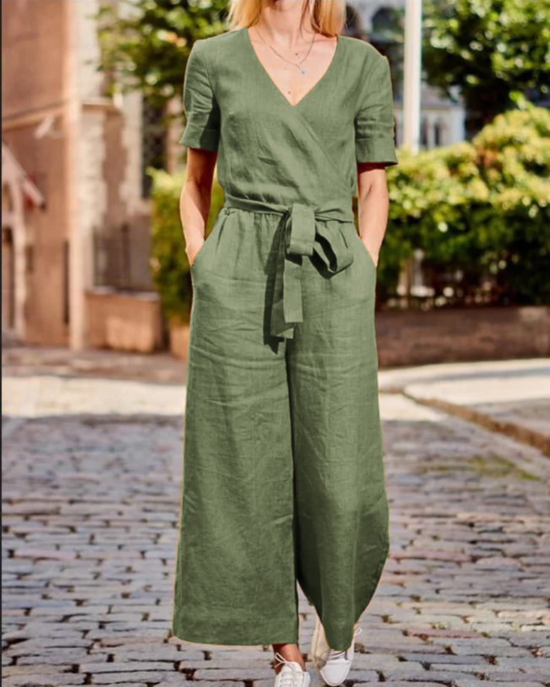 Romper Jumpsuit with Belt Green Jumpsuits & Rompers - Tophatter Daily Deals