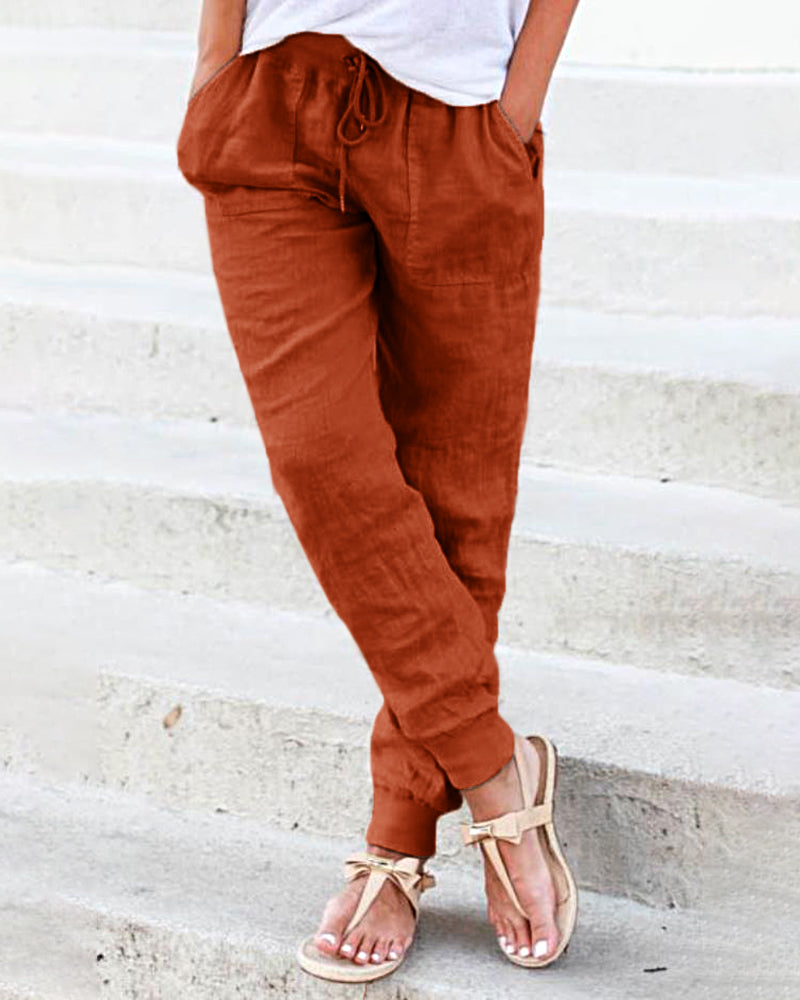 Drawstring Jogger with Pocket Orange Pants - Tophatter Daily Deals
