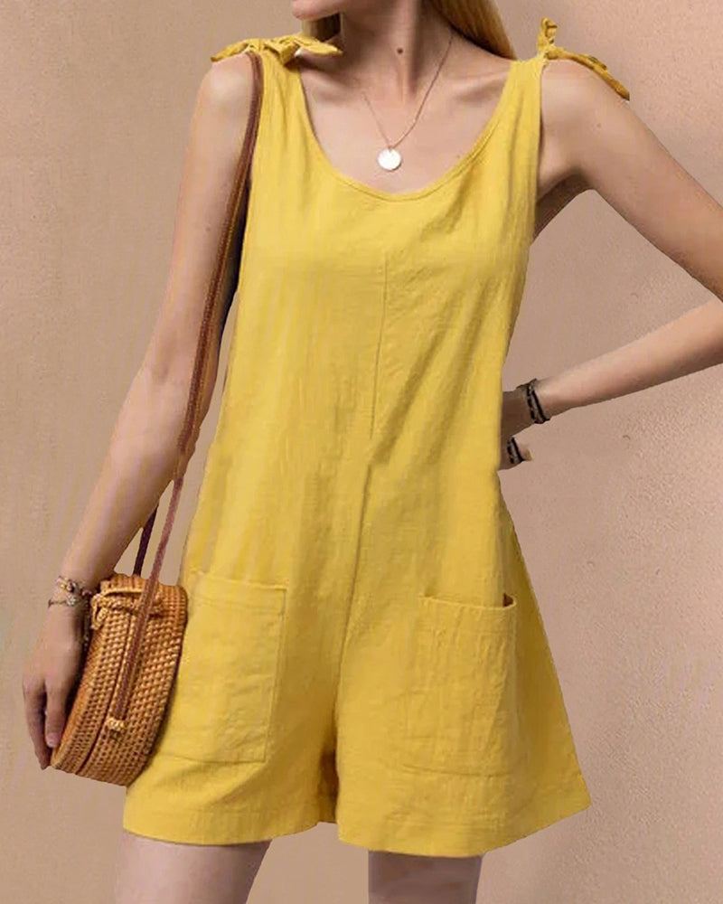 Pocket Shorts Jumpsuits Yellow Jumpsuits & Rompers - Tophatter Daily Deals