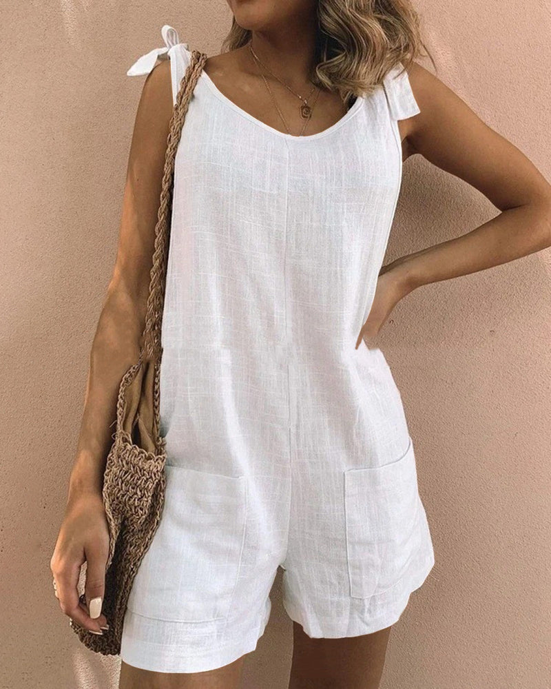 Pocket Shorts Jumpsuits White Jumpsuits & Rompers - Tophatter Daily Deals