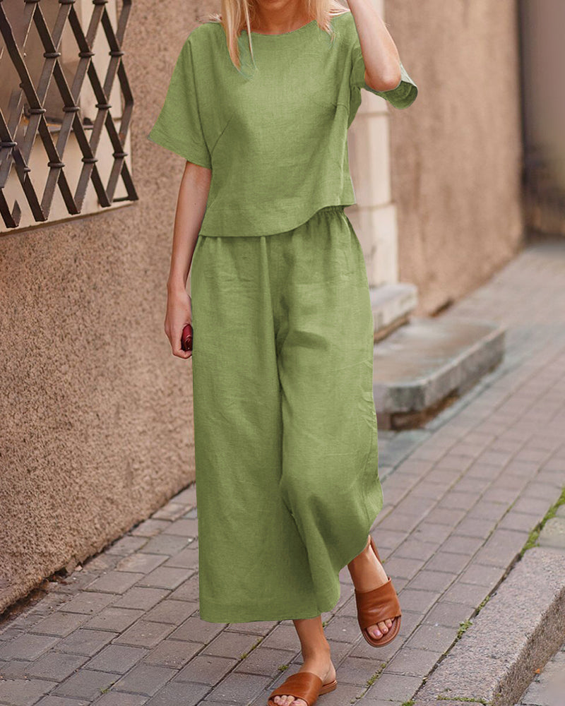 Loose Fit Two Piece Sets Light Green Two Pieces Sets - Tophatter Daily Deals