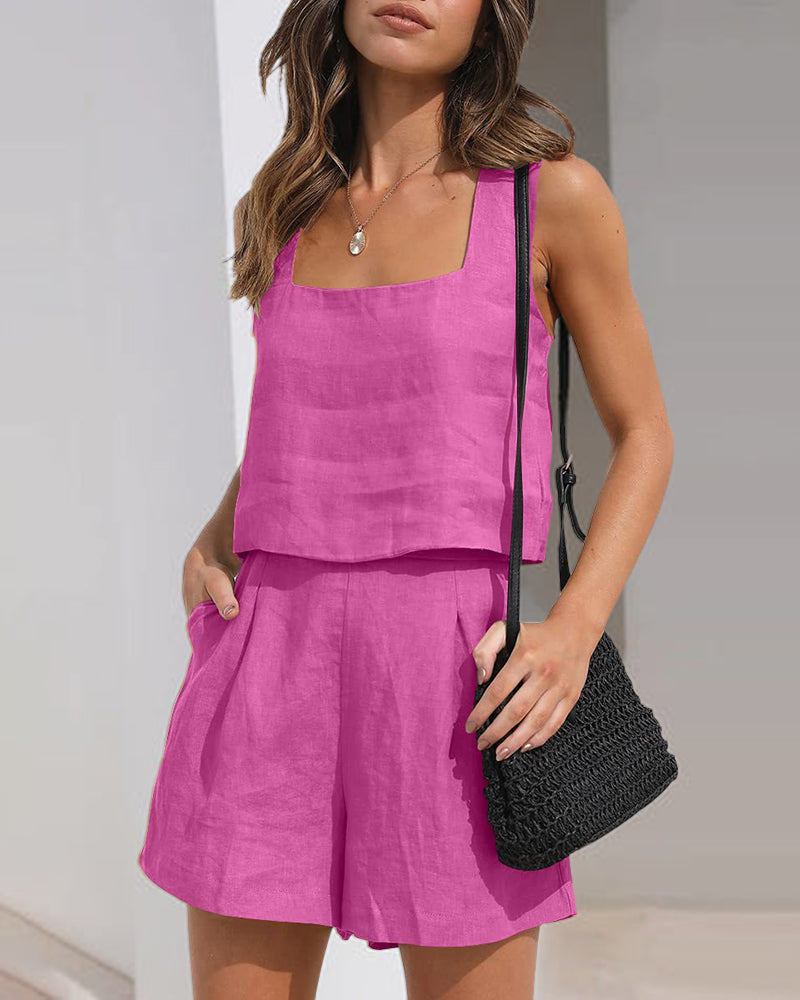 Crop Tops Shorts Sets Rose Red L(8-10) Two Pieces Sets - Tophatter Daily Deals