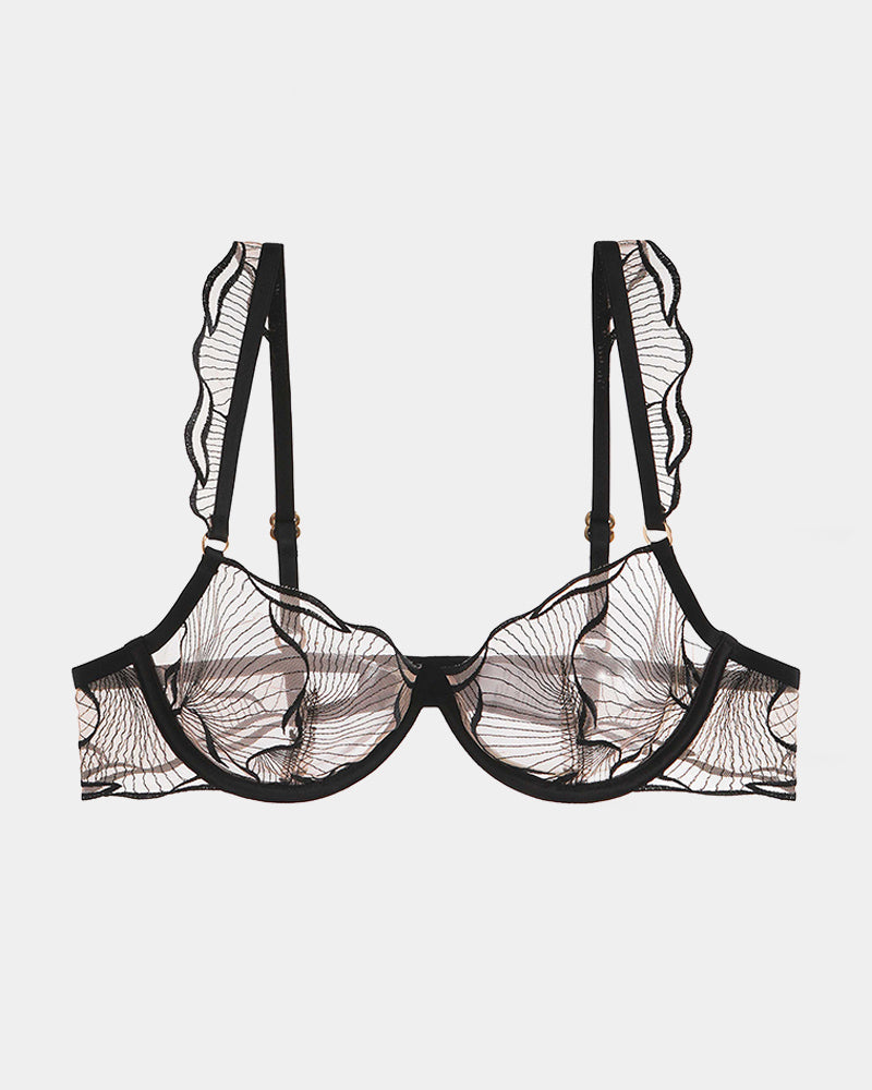 Ruffle Shoulder Strap Bra Black Avidlove-Bra - Tophatter Daily Deals