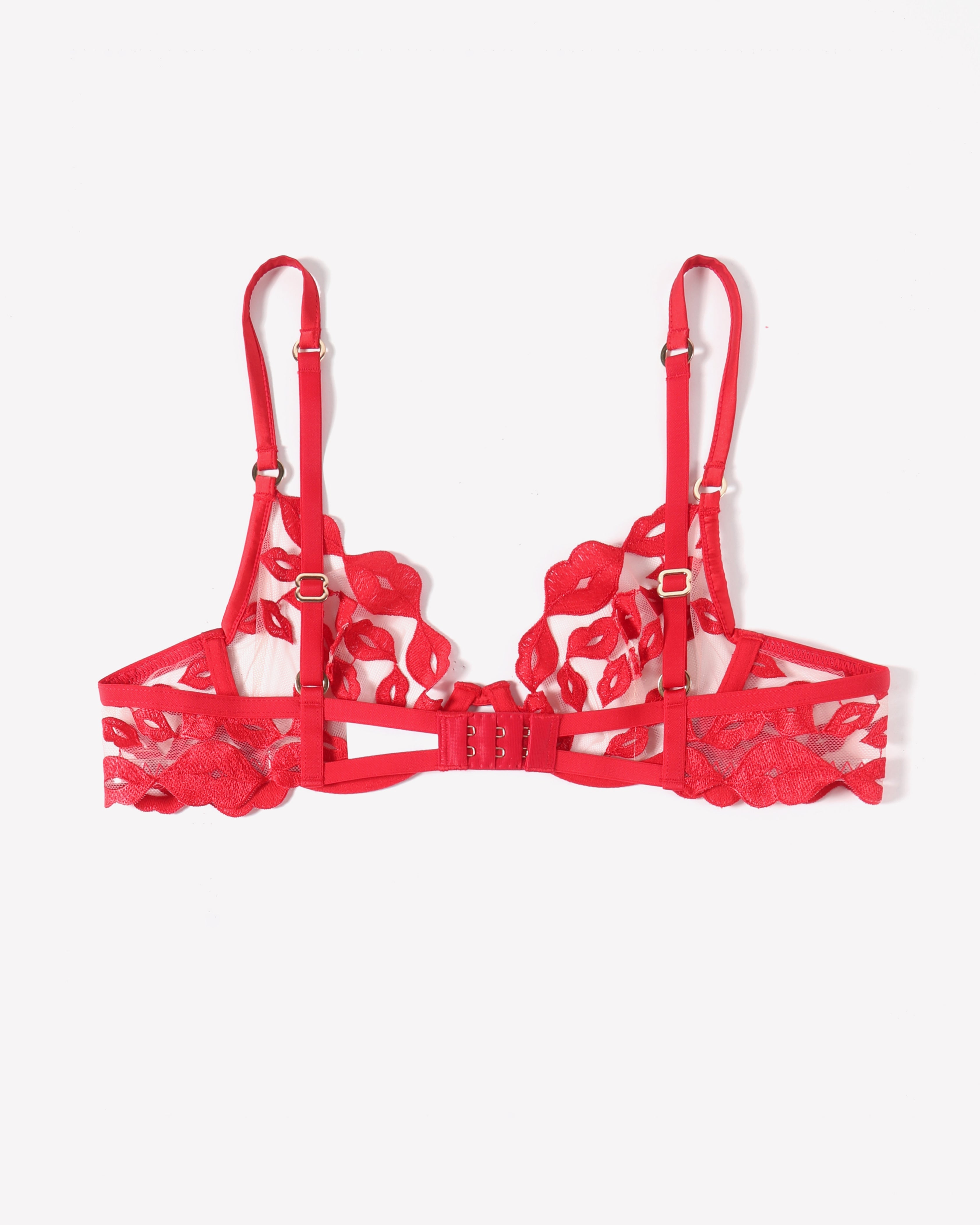 Kiss Print Embroidery Bra Red Avidlove-Bra - Tophatter Daily Deals