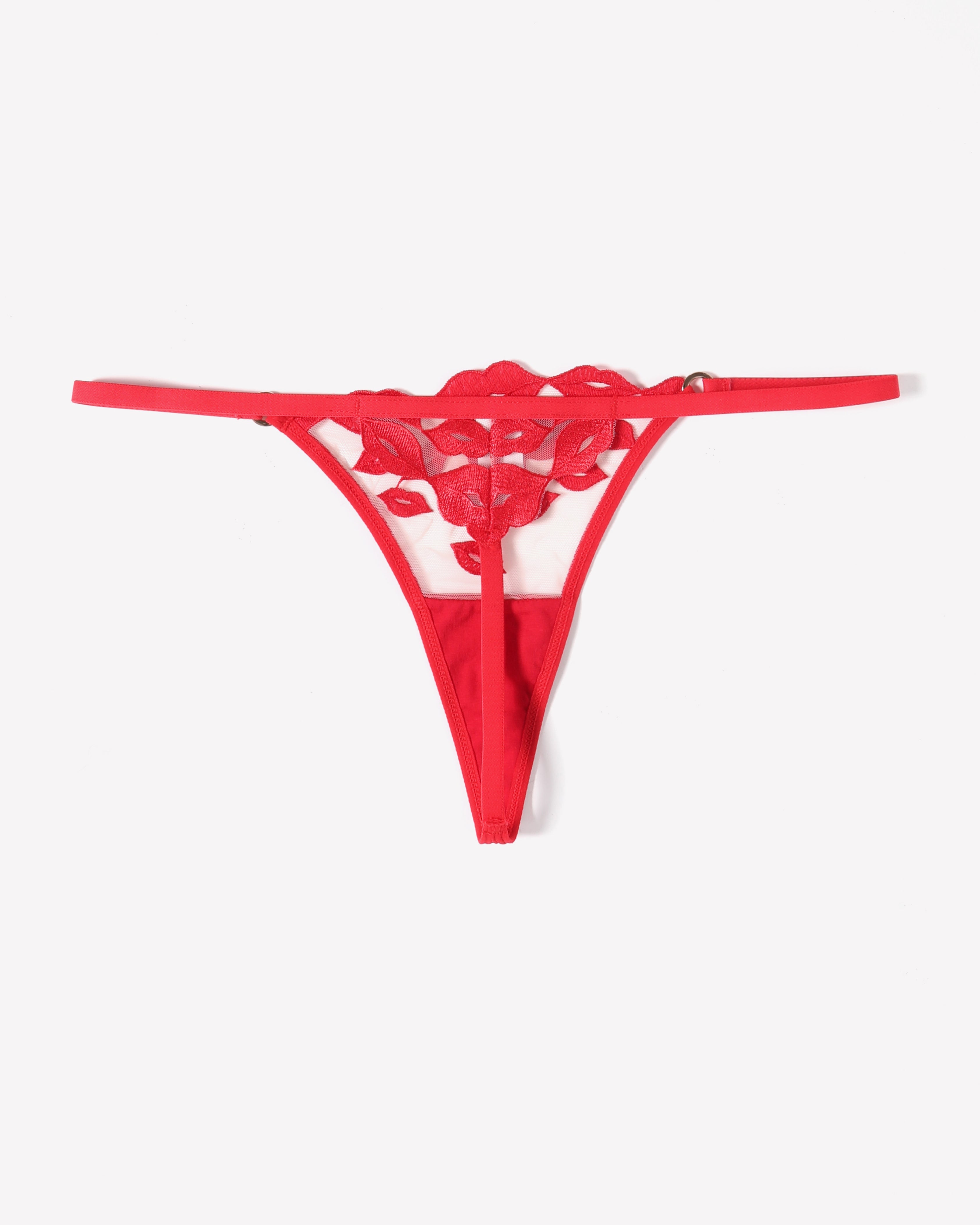 Kiss Print Embroidery Panty Red Avidlove-Panty - Tophatter Daily Deals