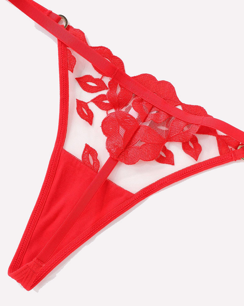 Kiss Print Embroidery Garter Lingerie Sets Avidlove-Bra Sets - Tophatter Daily Deals