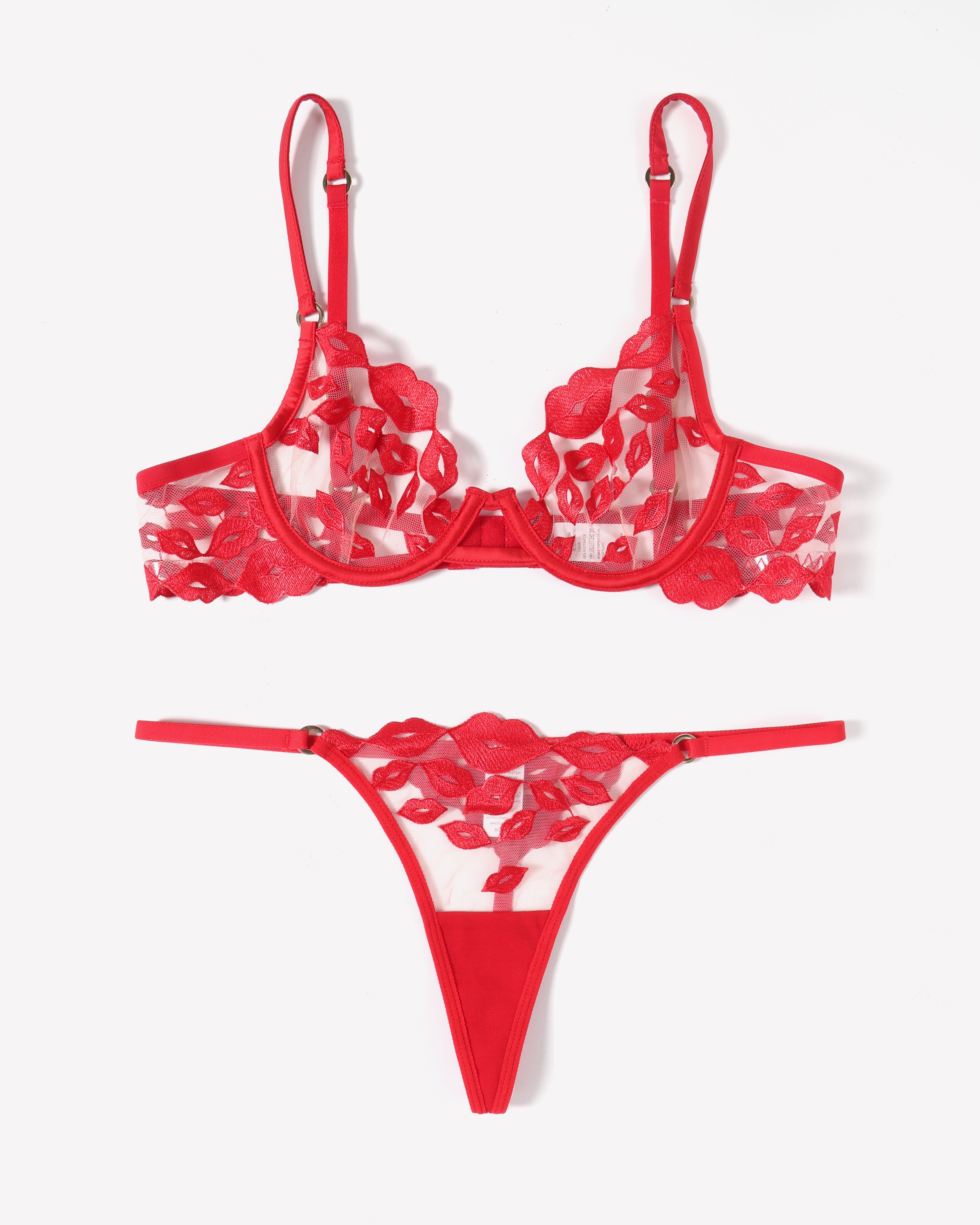 Kiss Print Embroidery Garter Lingerie Sets Avidlove-Bra Sets - Tophatter Daily Deals