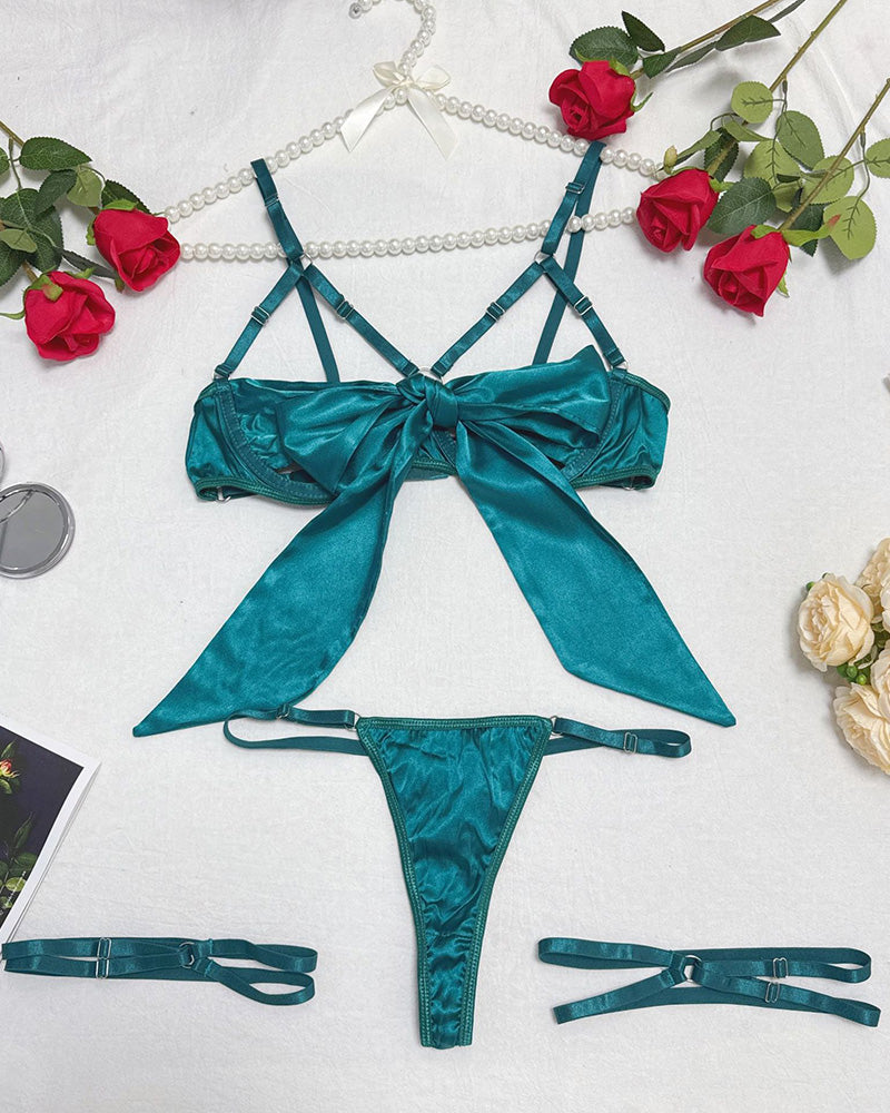 Strappy Garter Bow Lingerie Set Avidlove-Bra Sets - Tophatter Daily Deals
