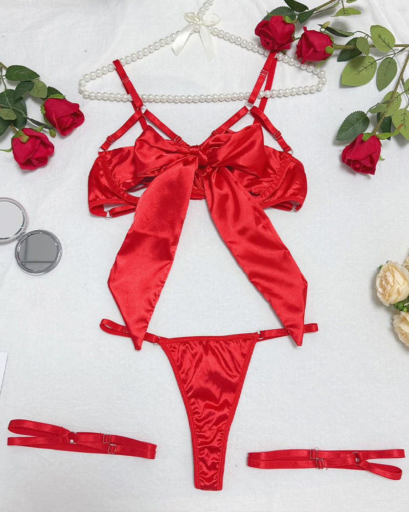 Strappy Garter Bow Lingerie Set Avidlove-Bra Sets - Tophatter Daily Deals