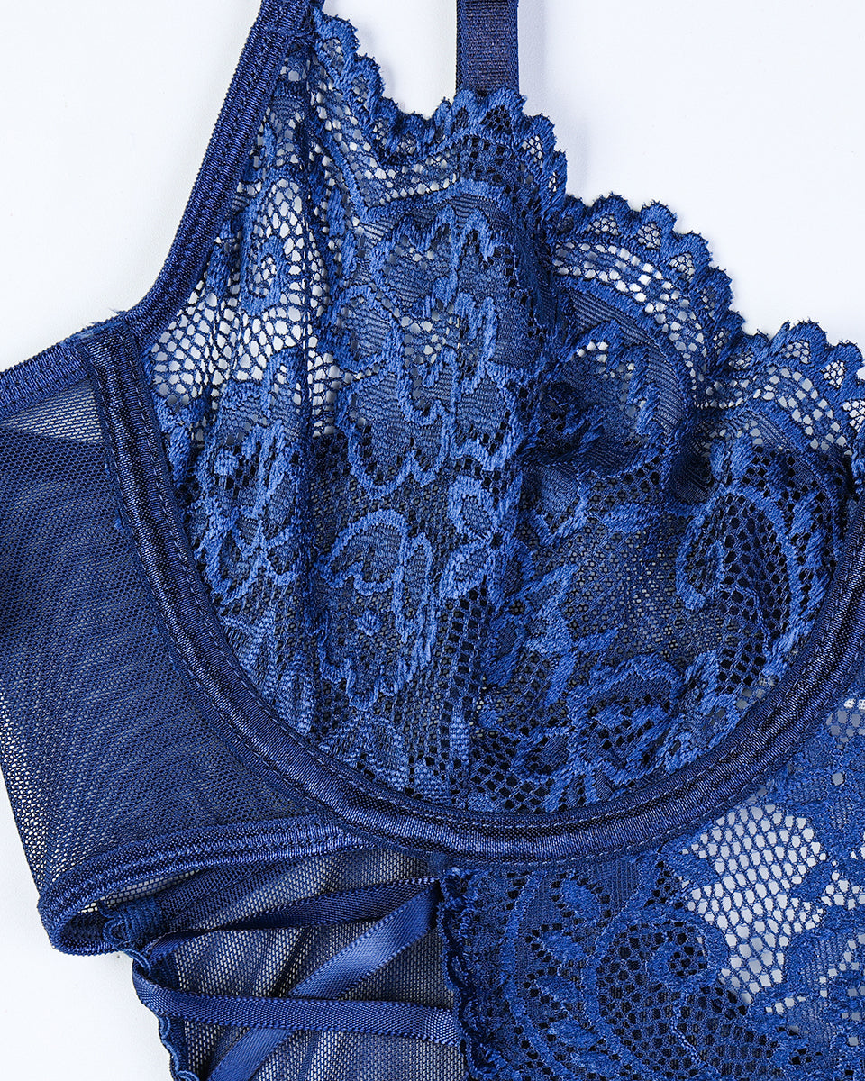 Criss Side Tie Sheer Floral Lace Bodysuits Avidlove-Bodysuits - Tophatter Daily Deals