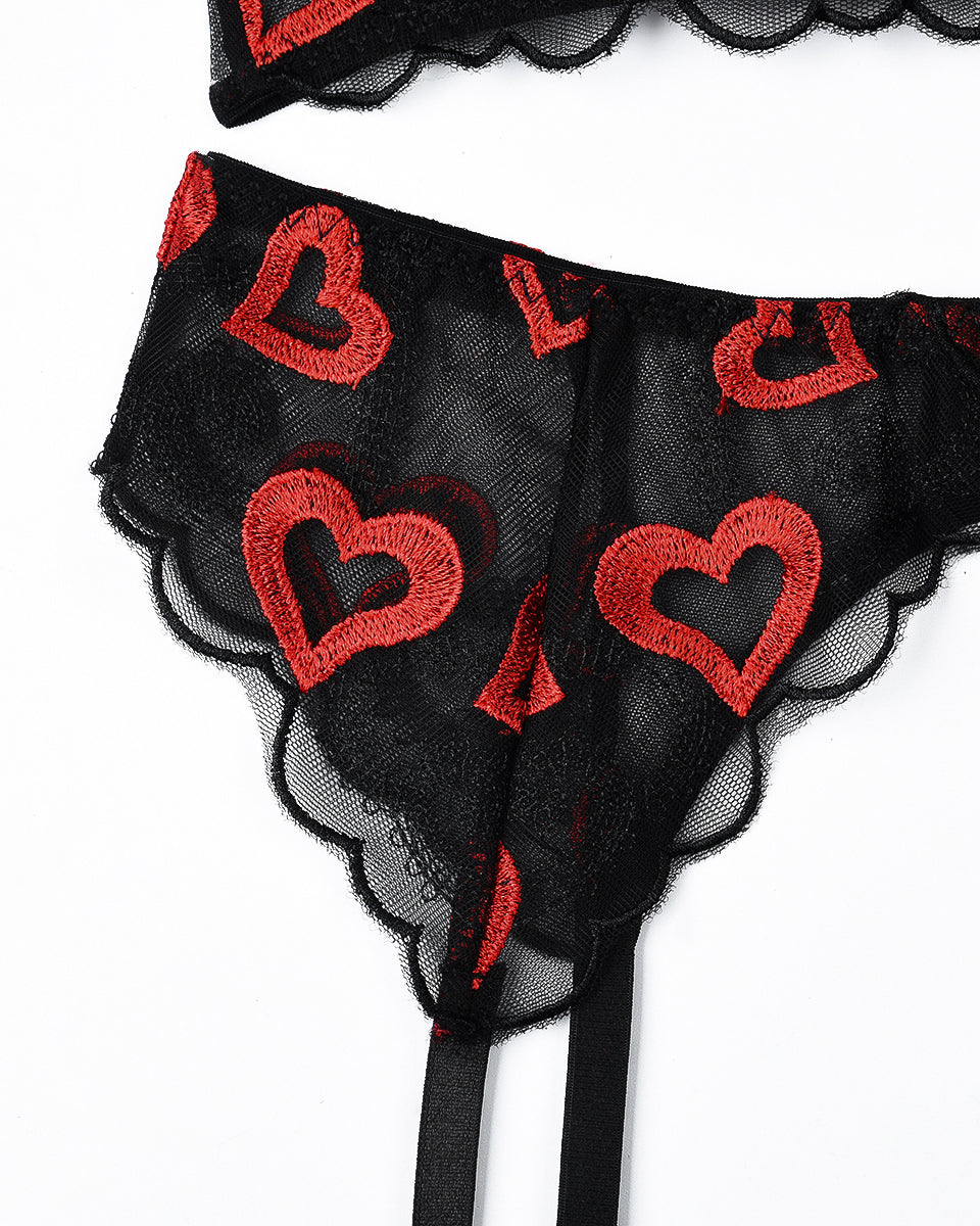 Embroidery Print Set with Garter Belts Avidlove-Bra Sets - Tophatter Daily Deals