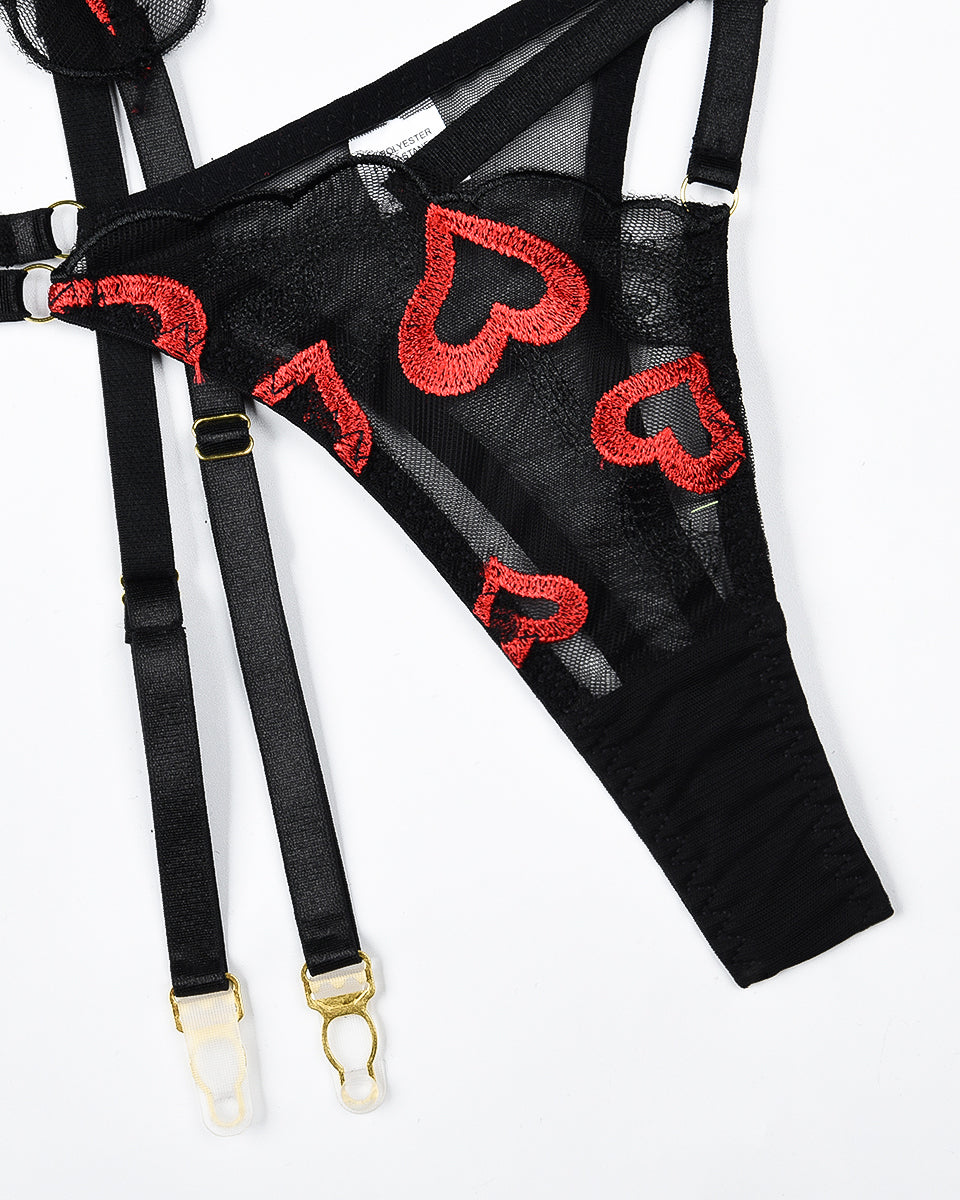 Embroidery Print Set with Garter Belts Avidlove-Bra Sets - Tophatter Daily Deals