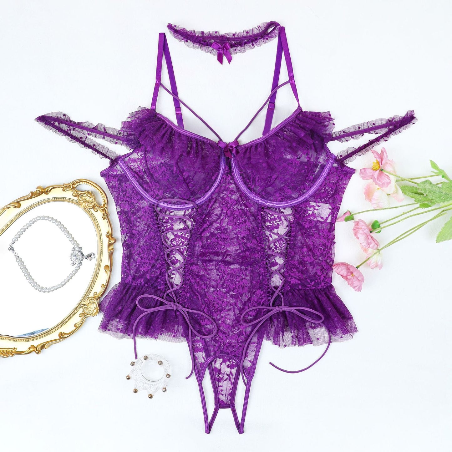 2 Packs Plus Size Sheer Lace Bodysuits Avidlove-Plus Size-Bodysuits - Tophatter Daily Deals