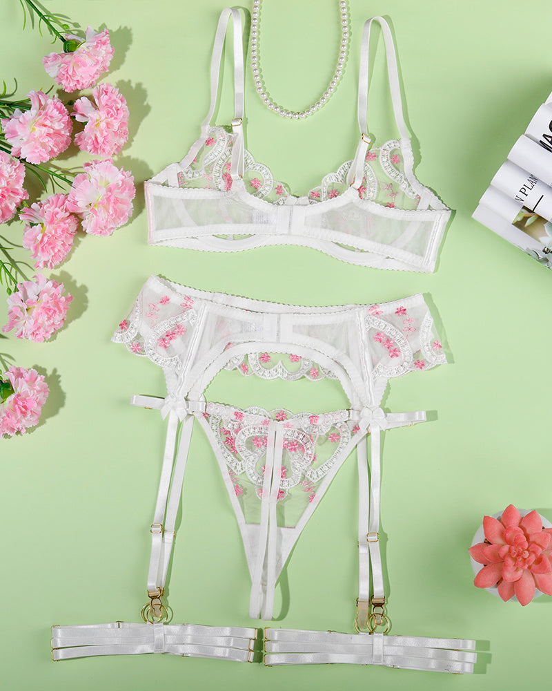 Embroidered Lace Heart Shape Lingerie Set Avidlove-Bra Sets - Tophatter Daily Deals
