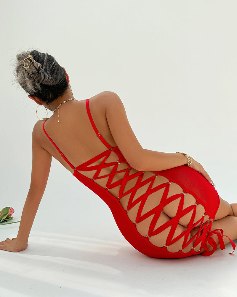 2 Packs Backless Lace-Up Mini Dresses Avidlove-Chemises - Tophatter Daily Deals