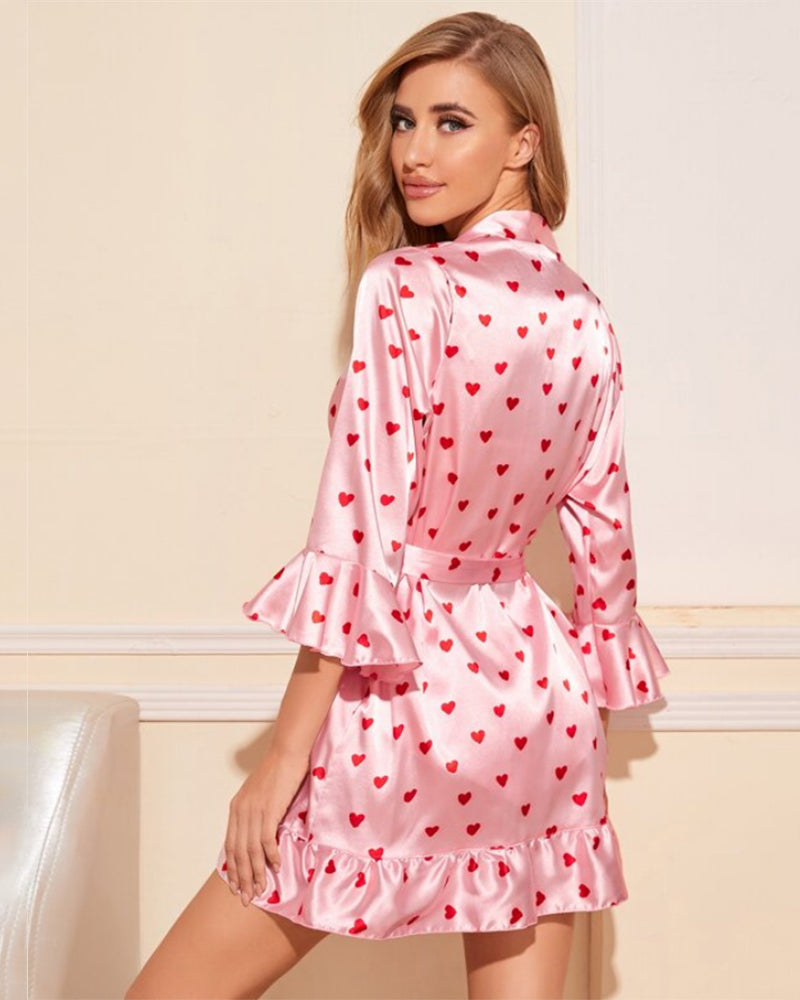 Satin Kimono Robe Shorts 3Pcs Sets Avidlove-Sleepwears - Tophatter Daily Deals