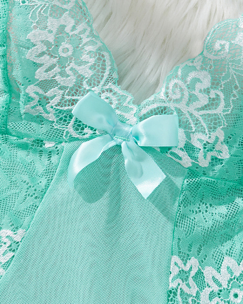 Contrast Lace Asymmetric Babydoll Avidlove-Babydolls - Tophatter Daily Deals