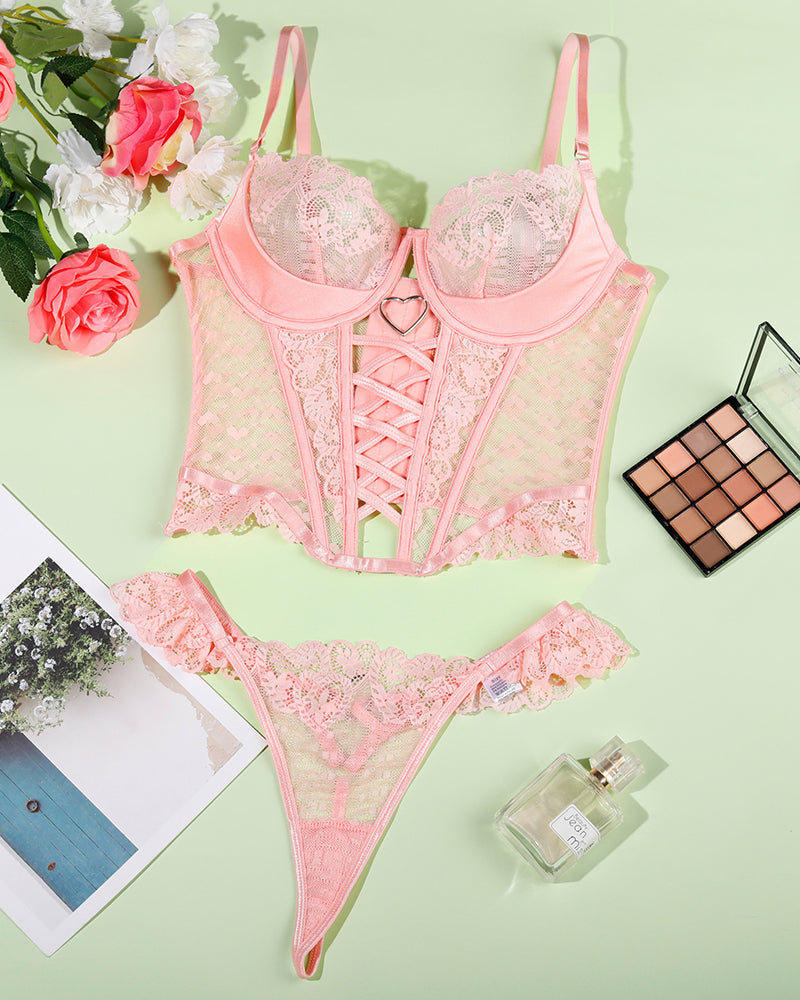 Lace Heart Corset Lingerie Set Avidlove-Bra Sets - Tophatter Daily Deals