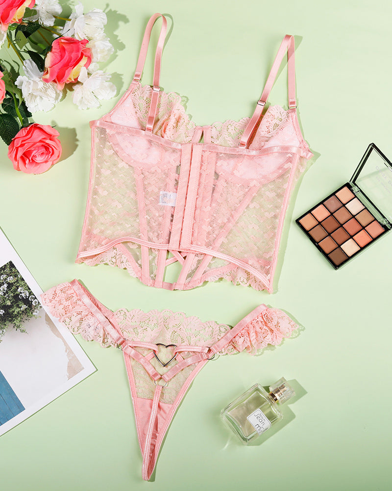 Lace Heart Corset Lingerie Set Avidlove-Bra Sets - Tophatter Daily Deals