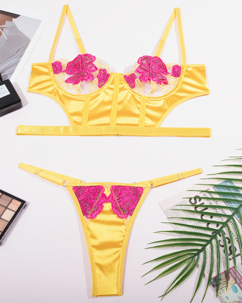 Rose Embroidery Lace Lingerie Set Avidlove-Bra Sets - Tophatter Daily Deals