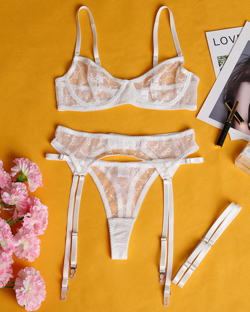 Elegant Chain Sheer Lace Lingerie Set Avidlove-Bra Sets - Tophatter Daily Deals