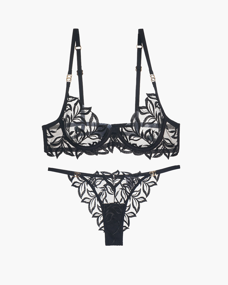 Embroidered Lace Bra and Panty 2 Sets Black Avidlove-Bra Sets - Tophatter Daily Deals