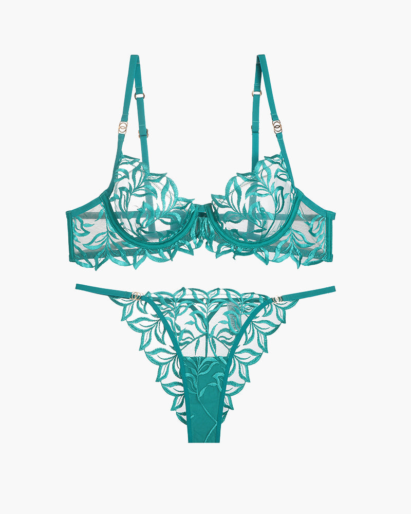Embroidered Lace Bra and Panty 2 Sets Green Avidlove-Bra Sets - Tophatter Daily Deals