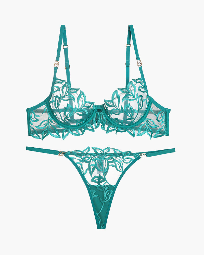 Embroidered Lace Bra and Thong 2 Sets Green Avidlove-Bra Sets - Tophatter Daily Deals