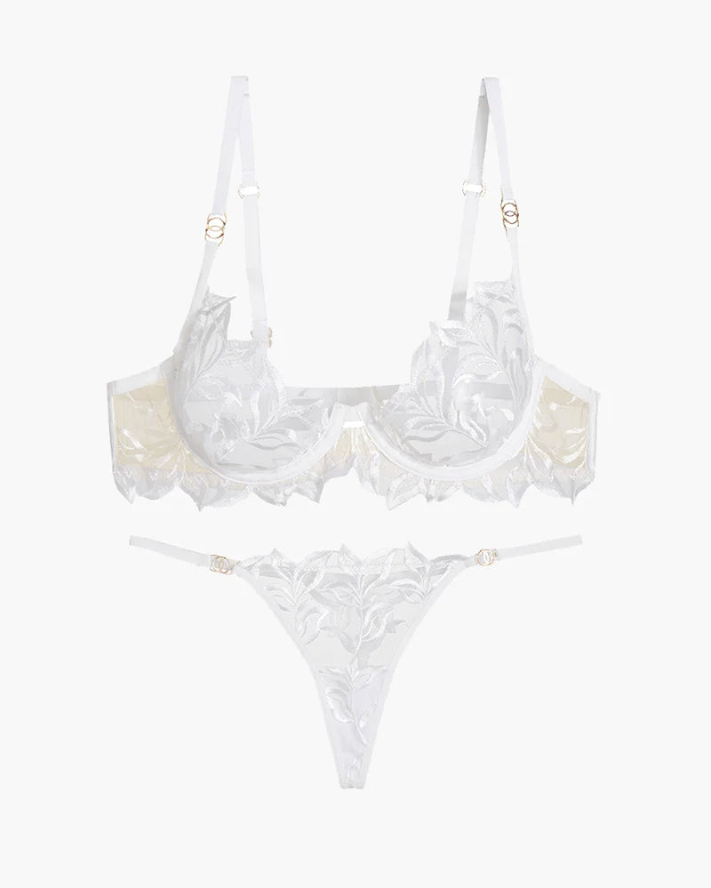 Embroidered Lace Bra and Thong 2 Sets White Avidlove-Bra Sets - Tophatter Daily Deals