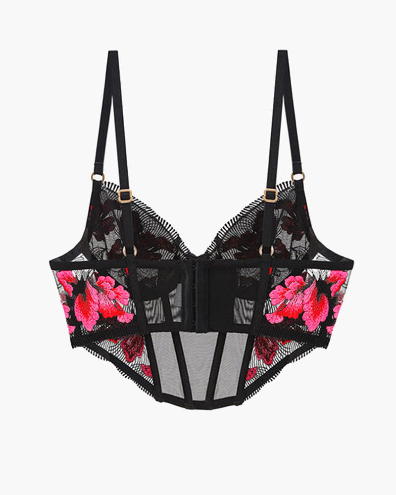 【M】Pink Embroidered Corset Bra Avidlove-Bra - Tophatter Daily Deals