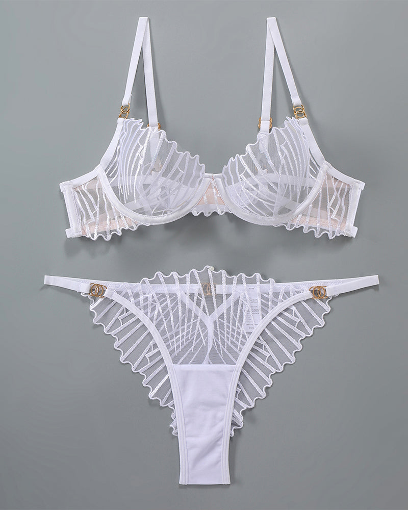 Thin Embroidered Bra and Panty 2 Sets White Avidlove-Bra Sets - Tophatter Daily Deals