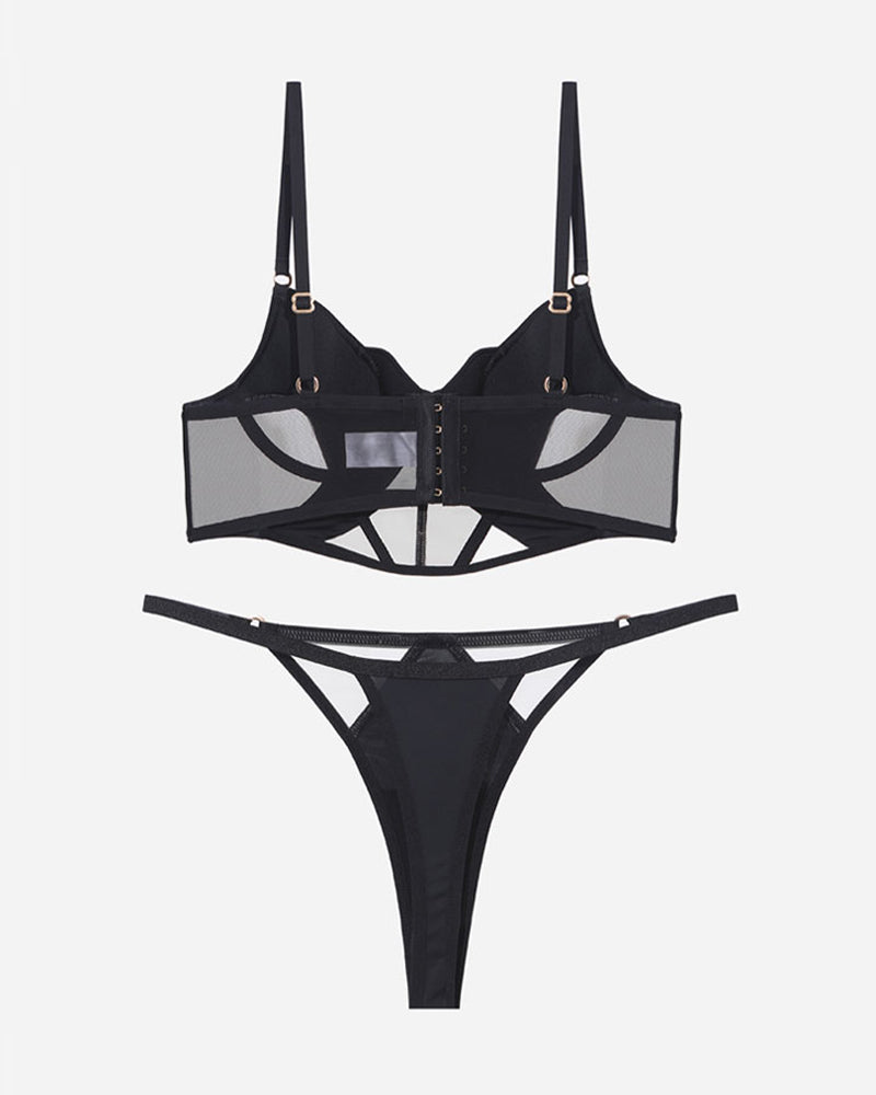 Push Up Mesh Hollow Bra and Thong Set Avidlove-Bra Sets - Tophatter Daily Deals