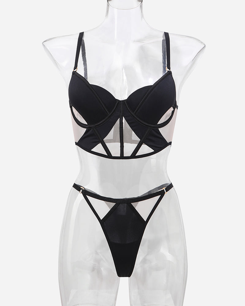Push Up Mesh Hollow Bra and Thong Set Avidlove-Bra Sets - Tophatter Daily Deals